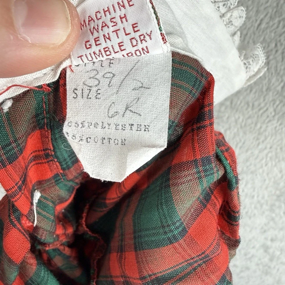 The Smockery Smocked Dress Size 6 Holiday Tartan Plaid Vintage 80s Eyelet Collar